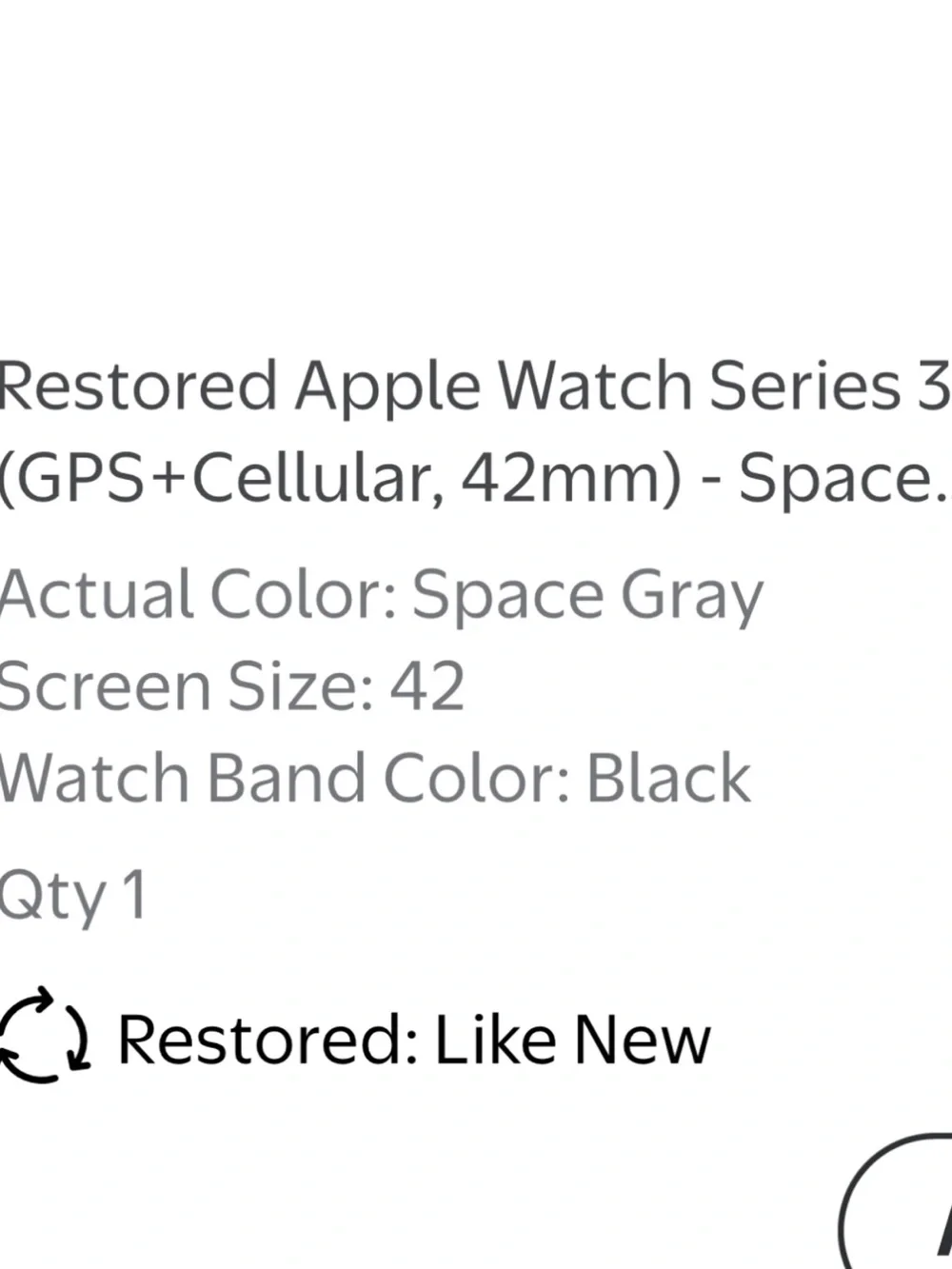 Apple Smartwatch with Black Sport Band and Space Gray Case